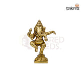Brass Dancing Ganesha Idol – 4 Inch Height | Nataraja Vinayaka for Pooja & Festive Decor